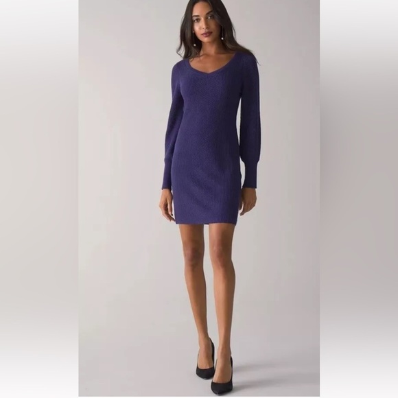 White House Black Market Purple Sweater Dress Women Medium (1077) - Picture 2 of 8